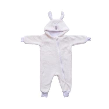 Imagem de MACACAO INFANTIL COM CAPUZ BABY JOY WEAR MICROFIBRA LISO COM BORDADO LHAMA BRANCA M