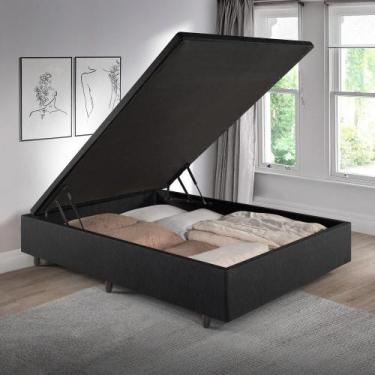 Imagem de Box Baú 120x203x34 cm material sintético Linho Preto - BeG
