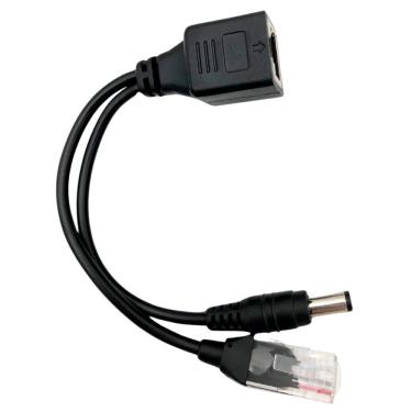 Imagem de Adaptador de Cabo Injetor PoE, Separador RJ45, Par Macho e Fêmea, MB - Preto