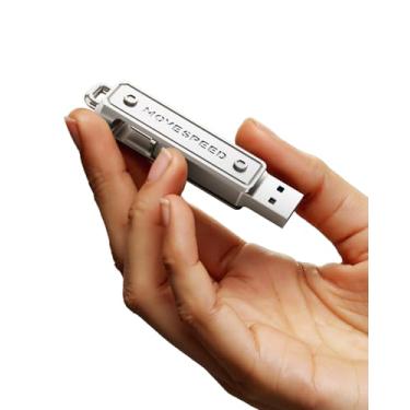 Imagem de MOVE SPEED Cartão de memória de 64 GB, pen drive de 130 MB/s com porta dupla tipo C + USB 3.2, pendrive de alta velocidade compatível com 3.1/3.0/2.0 para iPhone 16/15 Series, Android, MacBook/Pro/Air