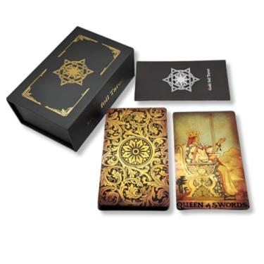 Imagem de Baralho de Tarô Waite Com Design Dourado Envelhecido • Cartas de Tarô Com Folhas De Ouro De Luxo Em Estilo Antigo • Caixa De Presente Premium Com Manual Em Inglês