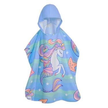 Imagem de MADDY'S HOME Toalha de praia infantil com capuz - Poncho de algodão absorvente super macio para meninos e meninas, uso na piscina e na praia, de crianças a adolescentes (3-13 anos) (Pegasus)