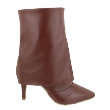 Imagem de Bota Feminina Casual Capa Cano Médio Salto Bico Fino