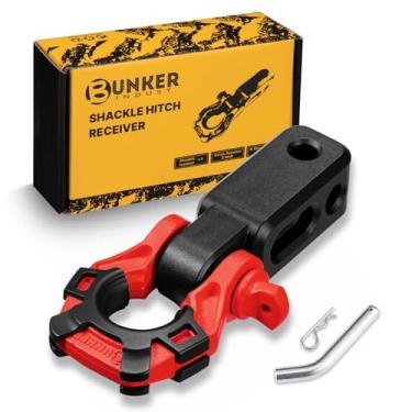 Imagem de BUNKER INDUST Manilha de anel D de 3/10.2 cm com engate de reboque - receptores de 5 cm, acessórios de reboque de recuperação offroad para caminhões, jipe, picape, vermelho