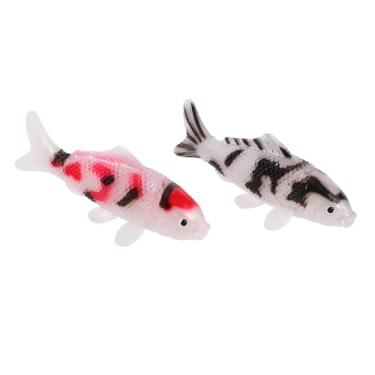 Imagem de TOYANDONA 2 Peças Mini Enfeites De Peixe Koi - Decoração De Peixinho Dourado De Plástico Flutuante Para Aquário Micro Paisagem Lago De Casa De Bonecas Simulação De Cena Aquática E