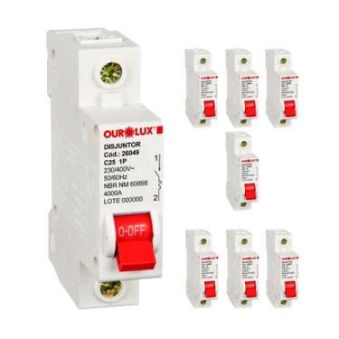 Imagem de 8 Disjuntor Monopolar 25 Amperes Curva C Ourolux