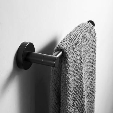 Imagem de Conjunto de ferragens pretas para banheiro em aço inoxidável 304 – Suporte para rolo de papel higiênico de parede, gancho para roupão – resistente, anel para toalhas