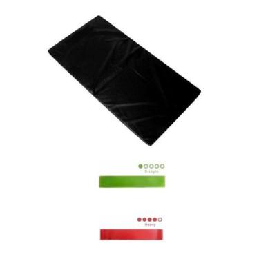 Imagem de Colchonete Preto + Mini Bands Faixas Elásticas Super Leve Forte - 1 Fi