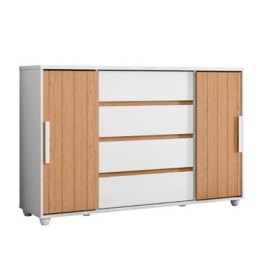Imagem de Cômoda Quarto Evidenza com 4 Gavetas e 2 Portas de Correr - Albatroz, 