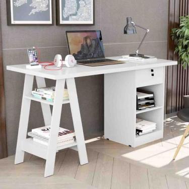 Imagem de Escrivaninha Moderna C/ Suporte Cpu - Design Elegante - Poloshop, Bran