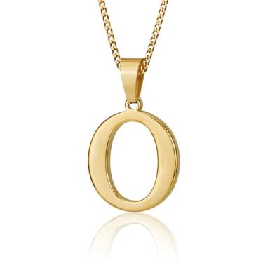 Imagem de Suweibuke Colar com inicial para homens e mulheres, meninos e meninas, banhado a ouro 18K, colar com pingente de 26 letras, joias personalizadas para presentes, Average, Aço inoxidável, Sem Pedra