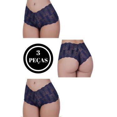 Imagem de Kit 3 Calcinha Caleçon Shortinho de Renda - c4 KIT 3 CALEÇON - TERRA E