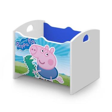 Imagem de Caixa Baú Organizadora de Brinquedos infantil MDF Peppa George Azul - 