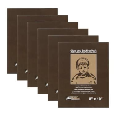 Imagem de Moldura de vidro e suporte Ambiance, 20 x 25 cm, pacote com 6, folhas de vidro de 2 mm de espessura com suporte de papelão ondulado branco, vidro de substituição para molduras abertas