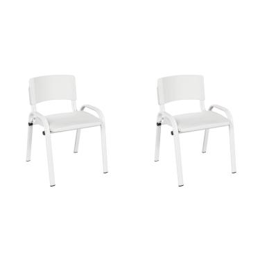 Imagem de Kit 2 Cadeiras Escolares ISO Infantil Base Branca Estrutura Metálica