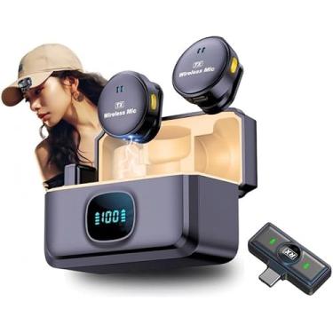 Imagem de Microfone Lapela Redondinho Duplo Imã Tipo C e Lightning