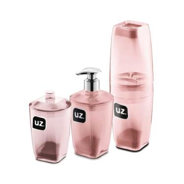 Imagem de Kit Banheiro Lavabo Conjunto Porta Escova Com Tampa Sabonete Liquido E