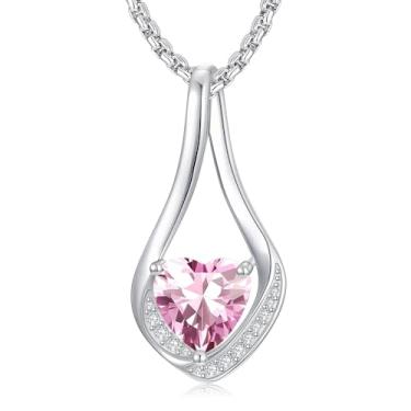 Imagem de Zoeniya Colares de pedra do mês de nascimento para mulheres, ouro amarelo/branco 18 k Forever Love, coração, infinito, joias de aniversário, presentes de aniversário para mulheres, esposa, namorada