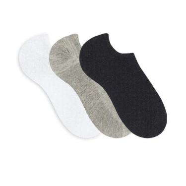 Imagem de Kit 3 Meia Selene Sapatilha Invisível Masculina Algodão 39-43, Preto, 