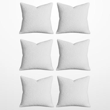 Imagem de Jogo 6 Capas Almofada Bouclé 50x50cm Moderna Sofá Zíper Invisível Decoração (Cinza Claro)