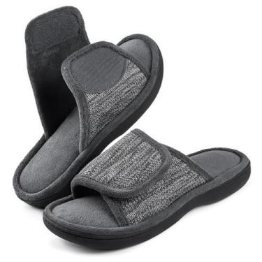 Imagem de Pantufa Masculina RockDove Ajustável com Espuma de Memória, Cinza, 7-8