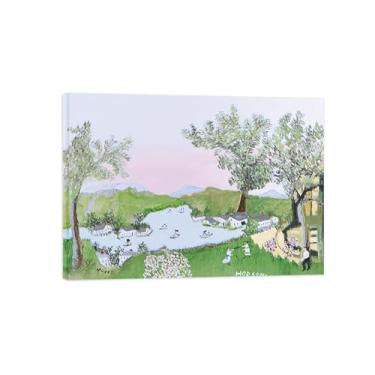 Imagem de LXURY Impressão de arte de parede em tela de paisagem - Barco à vela - Imagem em tela com moldura de madeira - Decoração de parede Pintura de arte - Reproduções de pôsteres famosos 90 x 125 cm 35 x 49