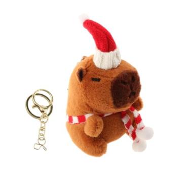 Imagem de TTETTZ Chaveiro de Pelúcia de de Natal, Bichos de Pelúcia, Pingente de Boneca de Mochila, Presente de Natal, Pingente de de Natal para, Chaveiro Dourado Branco