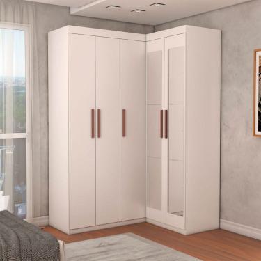 Imagem de Guarda-Roupa Solteiro Modulado Odisseia 5 Portas 12 Prateleiras com Espelho Branco - Panorama Móveis