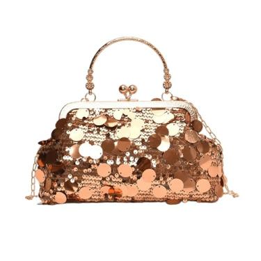 Imagem de Bolsas clutch para mulheres, bolsa noturna de lantejoulas brilhantes, bolsa transversal com glitter com alça superior, Dourado