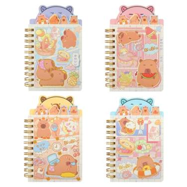 Imagem de Geluode 4 Packs Capybara Mini Spiral Notebooks, A7 3.2" x 4.1" Cute Glitter Pocket Notepads Journal Memo Pads for Birthday Gifts Stocking Stuffers School Kids Students Rewards
