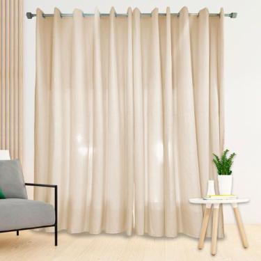 Imagem de Cortina Manu 4.00m x 2.50m Decorativa Micro Percal Ilhós Branco Sala Q