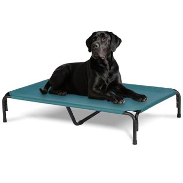 Imagem de PVY Cama elevada para cães ao ar livre, 2GG, berço elevado indestrutível com malha lavável, berço refrescante de verão, à prova de mastigação para acampamento ao ar livre, 129,5 cm, verde