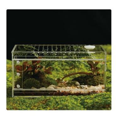Imagem de Terrário de acrílico para répteis e aranhas – caixa à prova de vazamento pequeno/médio/grande (horizontal/vertical) | Ideal para tarântulas, aranhas saltadoras, sapos e lagartixas (horizontal pequena)