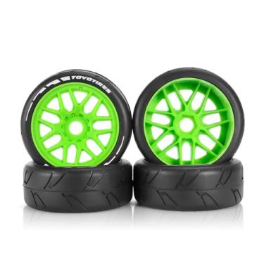 Imagem de PYFORE 1/8 RC Drift Tires & Wheels (4PCS) - 17mm Hex 103mm On-Road/Rally Rubber Tires for ARRMA, Losi, HPI WR8, Redcat, Kyosho W88 (Green)