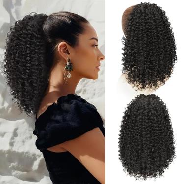 Imagem de ZAVIDE Rabo de cavalo para mulheres negras com cordão rabo de cavalo cabelo encaracolado extensão rabo de cavalo rabo de cavalo cabelo humano sensação para uso diário (#2)