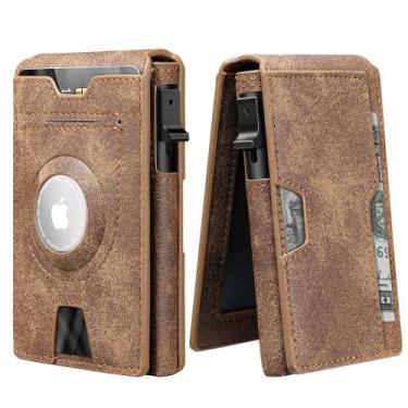 Imagem de Carteira inteligente furid Airtag Holder RFID em couro de fibra de car