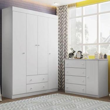 Imagem de Quarto de bebe com guarda roupa 4 portas + comoda sapateira - Phoenix 