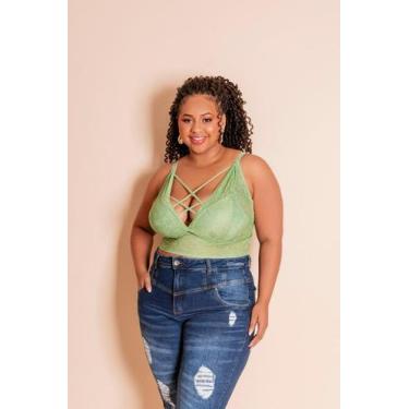 Imagem de Top Feminino Plus Size com Renda e Tiras Cruzadas - Predilects Plus, V