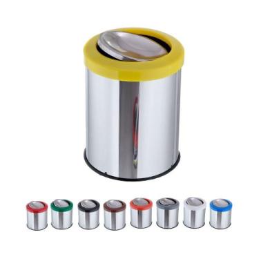 Imagem de Lixeira Inox Com Tampa Flip Top Basculante 15 Litros Lixo - CM Design,