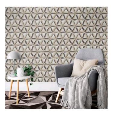 Imagem de Papel de Parede 5 METROS x 45CM Adesivo Autocolante 3D Bege Geometrico