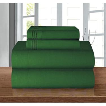 Imagem de Elegant Comfort Jogo de cama luxuoso macio 1500 fios egípcio 4 peças premium qualidade de hotel resistente a rugas mais aconchegante, lençol com elástico com bolso profundo até 40 cm, Queen Hunter Green
