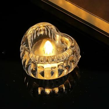 Imagem de Pacote com 12 luzes de chá de LED brilhantes sem chama, velas decorativas operadas por bateria para centros de mesa de casamento, decoração de férias e ambiente doméstico (Coração, 12)