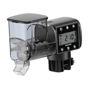 Imagem de IEUDNS Alimentador automático para peixes, dispensador automático, alimentador de aquário com tela LCD, empilhável para aquários de peixes pequenos, 250ml