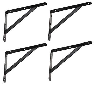 Imagem de Suporte triangular Dewell 4 peças de 10 polegadas, suporte de prateleira montado na parede, suporte de prateleira preto, BT25004