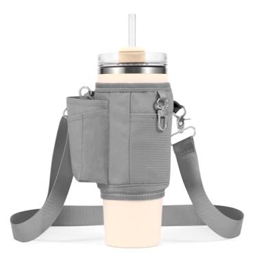 Imagem de STAISE Bolsa de transporte para garrafa de água com bolso para celular Stanley Copo de 100 ml, bolsa de neoprene com suporte de água com alça transversal ajustável para acessórios de bolsa Stanley