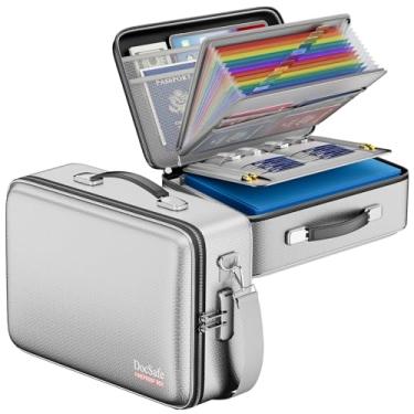 Imagem de DocSafe Caixa de documentos à prova de fogo com fechadura, estojo rígido organizador de arquivos com pasta sanfonada, à prova de fogo, cofre resistente à água, armazenamento de viagem para documentos