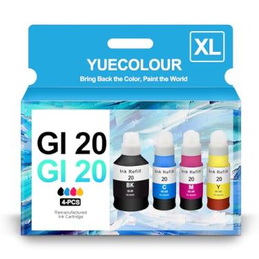 Imagem de Kit de reposição de frascos de tinta GI-20 para Canon gi-20 GI20 Kit de refil de garrafas de tinta funciona com impressoras MegaTank PIXMA G6020 G7020 G5020 6020 7020 5020 5020 (preto ciano magenta
