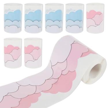 Imagem de Borda de quadro de avisos com tema de nuvem de 8 rolos, acabamento de quadro de avisos decorativo em forma de nuvem, decoração de quadro negro para sala de aula, lousa escolar, decoração de escritório