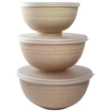 Imagem de Conjunto 03 Bowls Com Tampa Bambu PP Lines Bege 2430 Lyor