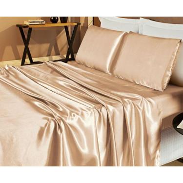 Imagem de Jogo Lençol King Size Cetim Charmousse Alto Brilho 4 Peças - Bella Lay